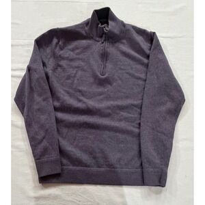 JWN John W. Nordstrom Mens Purple 100% Italian Merino Wool Quarter Zip Sweater L